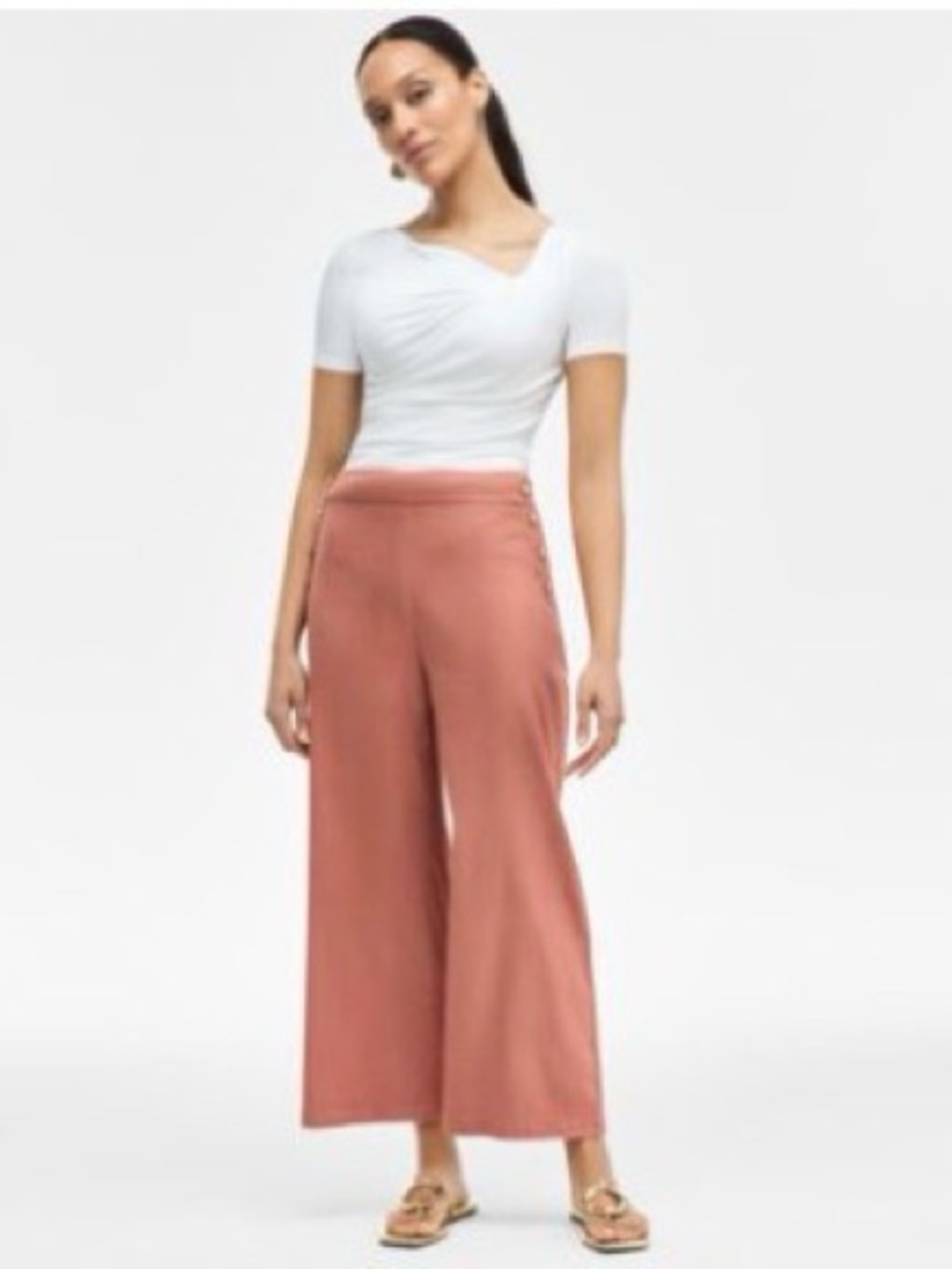 INC International Concepts Wide-Leg Crop Pants in Dusty Rose